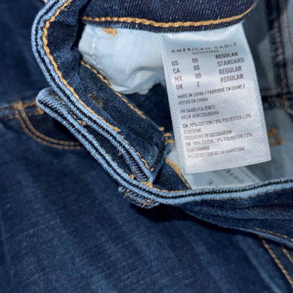 American Eagle Outfitters Dark Blue Denim Super Hi-Rise Jegging Jeans - Picture 3 of 6